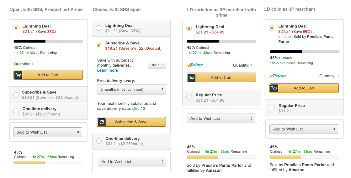 Update buy box treatment with example of second or third buying options with Subscribe and save or 3rd party purchasing options.
